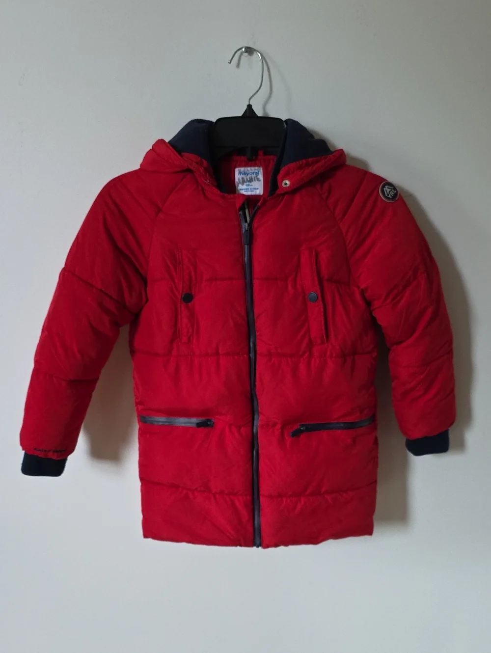 Mayoral Red Quilted Puffer Coat with Hood, 8Y